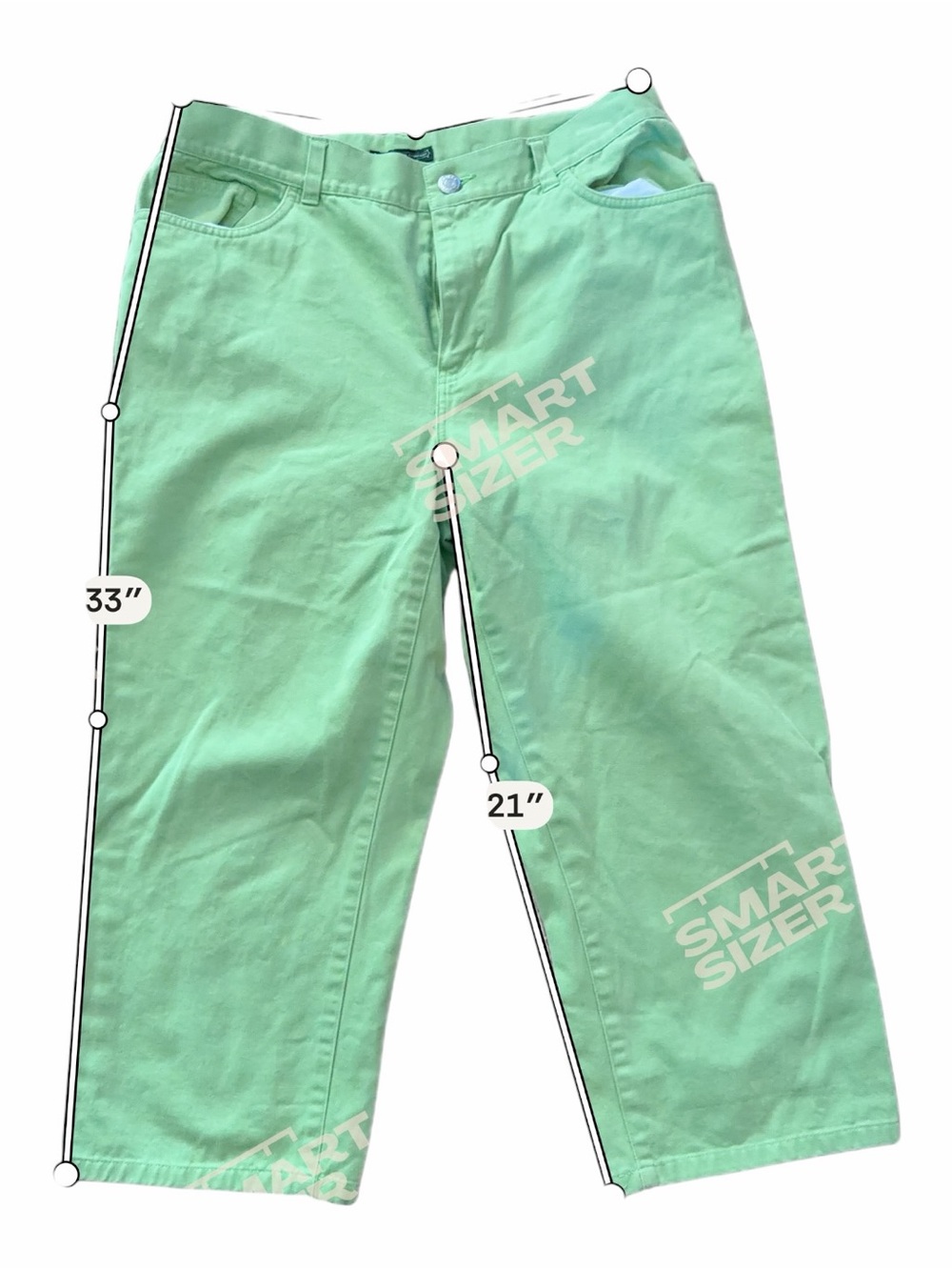 Lauren Jeans Co Ralph Lauren Green Wide Leg Crop Pants Size 10 Cotton F - Picture 7 of 7
